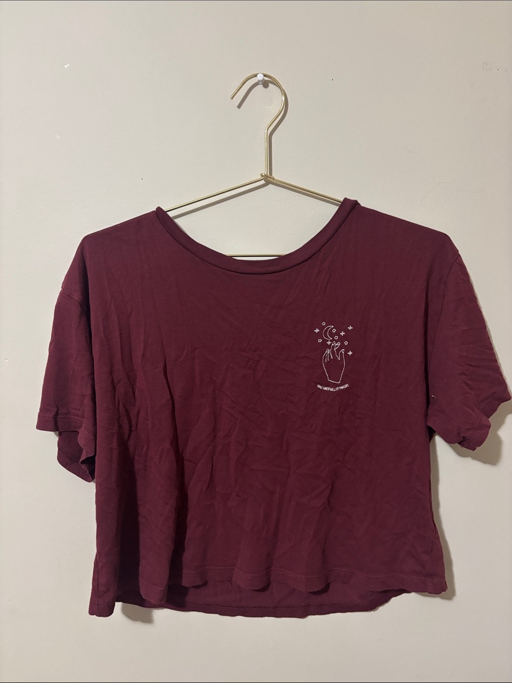 Garage Women's Cropped Graphic Tee in Maroon